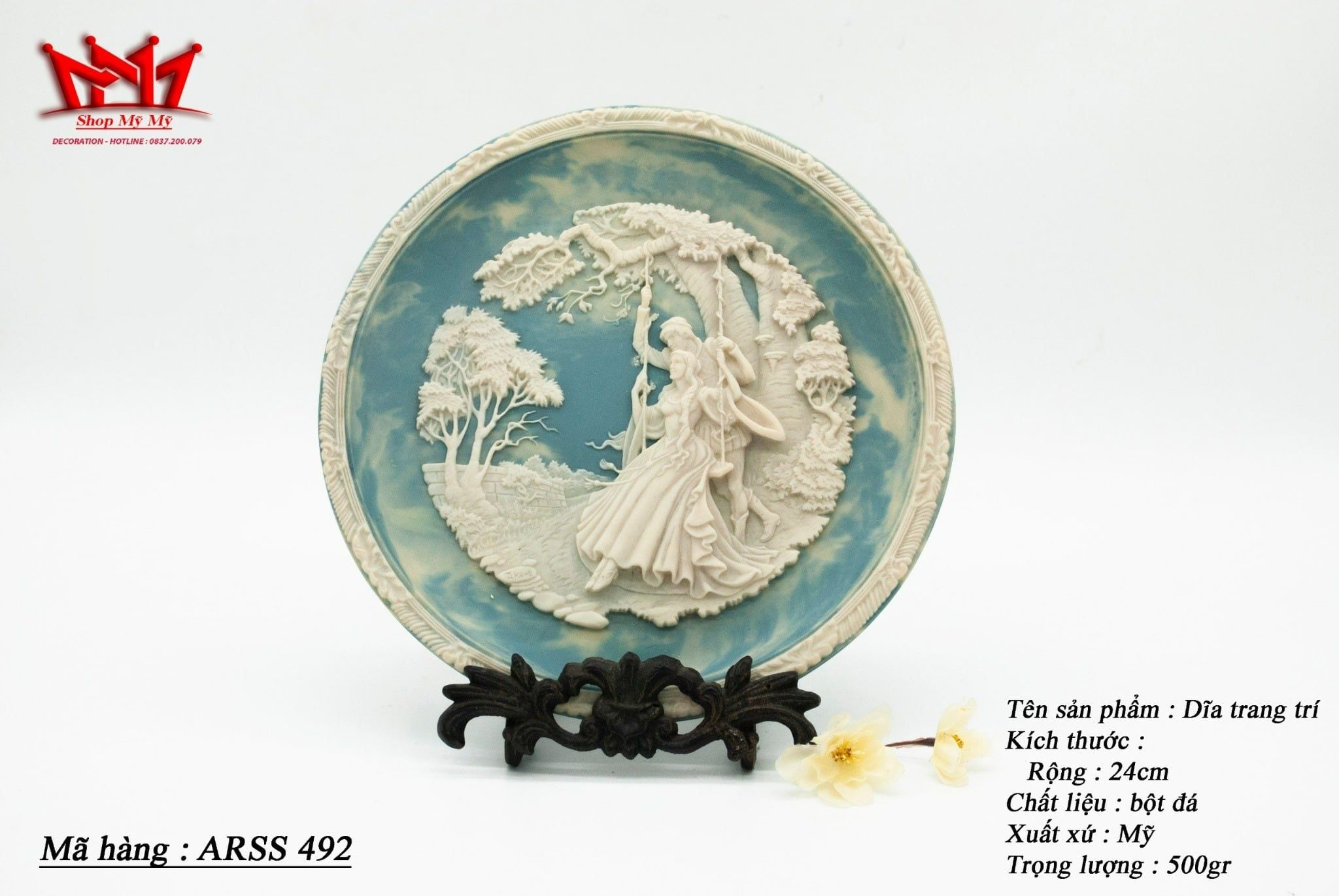 Dĩa trang trí chất liệu bột đá