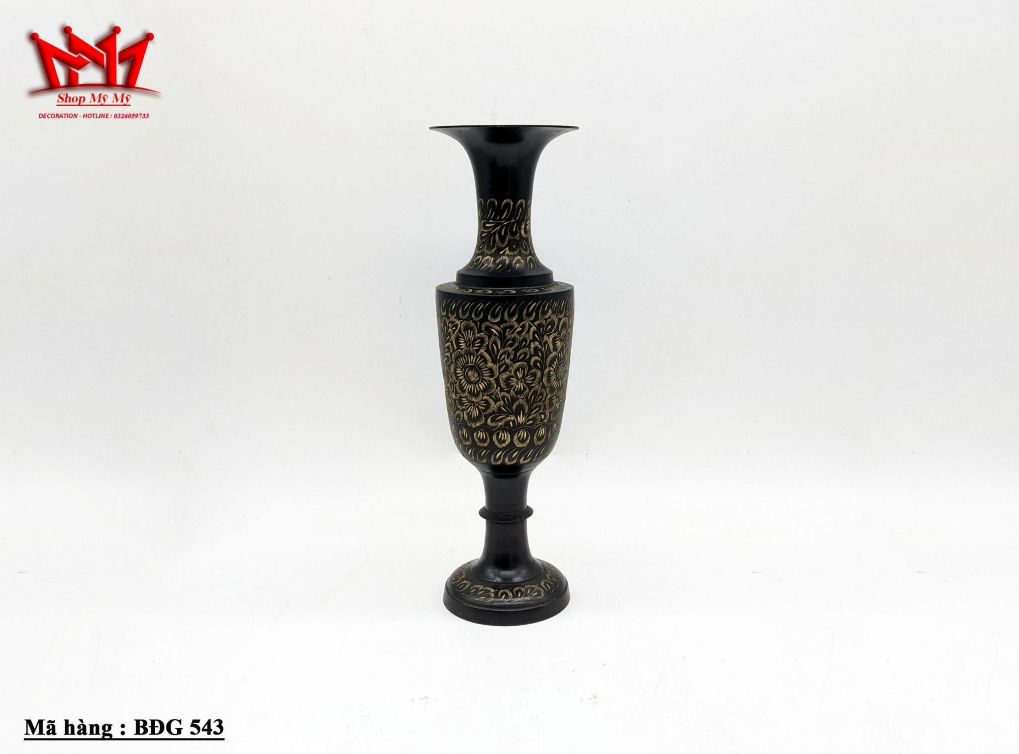 Bình đồng khắc họa tiết hoa ( BĐG 543)