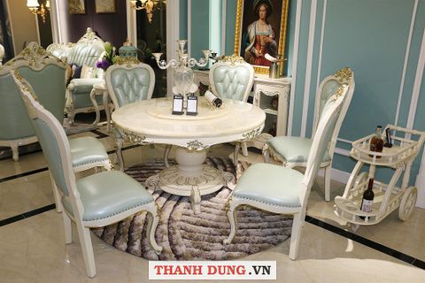 bàn ăn đá tròn - Bàn ăn tân cổ điển