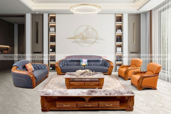 SOFA TÂN CỔ ĐIỂN GỖ MUN PS06