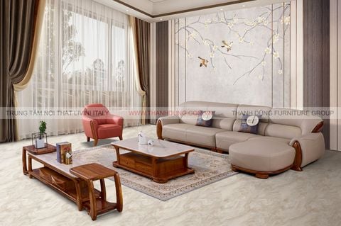 SOFA TÂN CỔ ĐIỂN GỖ MUN PS12