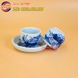 Chén vẽ sen - Bộ ấm dáng quai ngang