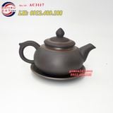 Ấm trà tử sa dáng chóp chỉ bạc