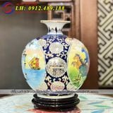 Bình hút tài lộc nhị cảnh vẽ vàng - Bên hông bổ khung