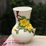 Lọ gốm sứ miệng loe đắp nổi hoa
