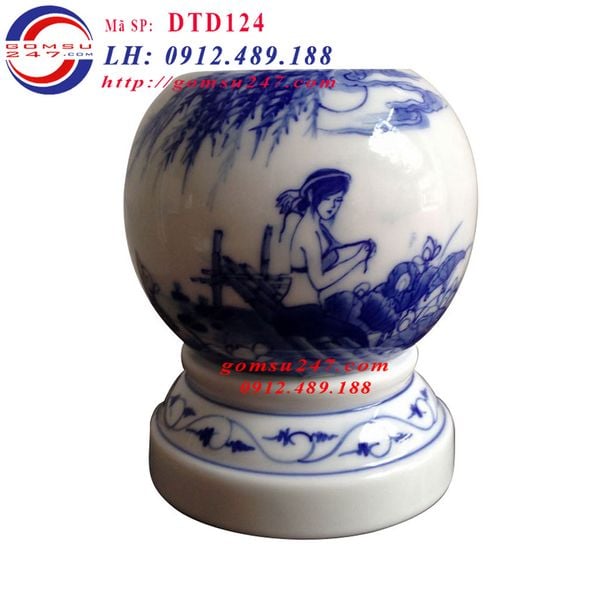Đèn xông tinh dầu gốm sứ Bát Tràng men lam