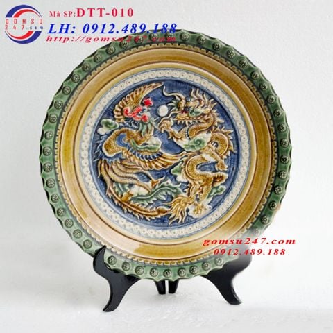 Đĩa trang trí phong thủy hình Long - Phụng