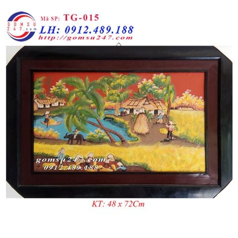 Giá tranh gốm Bát Tràng - Giá tranh gốm cổ 48 x 72cm