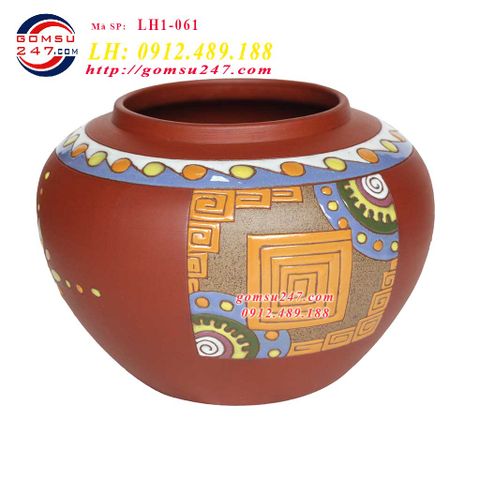 Lọ hoa Bát Tràng chất gốm dáng vò không miệng cỡ nhỏ