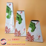 Bình hoa gốm sứ men vân đá - Bộ tam giác