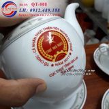 Ấm chén Bát Tràng viền hạc bac in logo