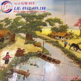 Tranh gốm Bát Tràng ốp tường cảnh đồng quê