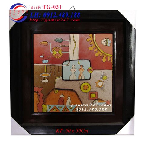 Tranh gốm treo tường - Tranh trừu tượng kích cỡ 50x50Cm