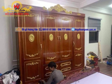 Mẫu tủ quần áo dát vàng tân cổ TA154