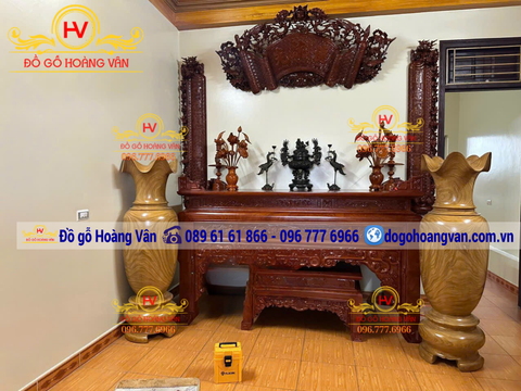 Đôi Lọ Lộc Bình Gỗ Hương Vân Đẹp  LB12