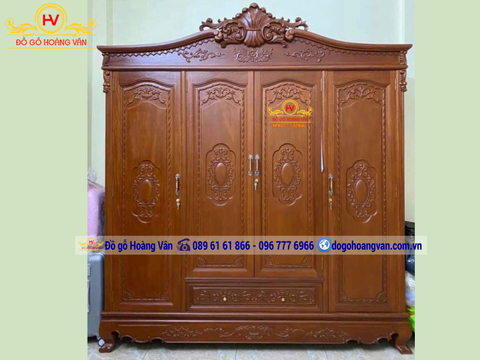 TỦ ÁO 3 BUỒNG 4CÁNH GỖ HƯƠNG   TA188