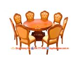 Mẫu bàn ghế ăn bọc da, bàn ghế ăn tân cổ điển , bàn ăn tròn liền tấm BA02