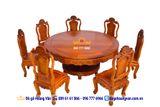 Những mẫu ghế ăn đục trạm đẹp , mẫu bàn ăn tròn đẹp gỗ ĐỒNG KỴ BA03