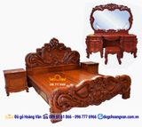 Mẫu Giường Ngủ Gỗ Hương Đẹp, Giường Cô Dâu Kiểu Hoa Hồng GN94