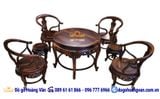 Bộ bàn ghế thư giãn 4 ghế 1 bàn tròn, bộ ghế dành cho nhà nhỏ gỗ mun BG21