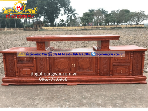 Mẫu kệ tivi đục trạm nhẹ nhàng thiết kế mái  đẹp    | Đồ Gỗ HOÀNG VÂN K99