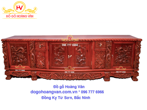 Mẫu kệ tivi Đục Trạm Rồng  đẹp   | Đồ Gỗ HOÀNG VÂN K101