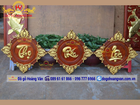 Tranh Gỗ Phúc-  Lộc - Thọ gỗ hương   T61