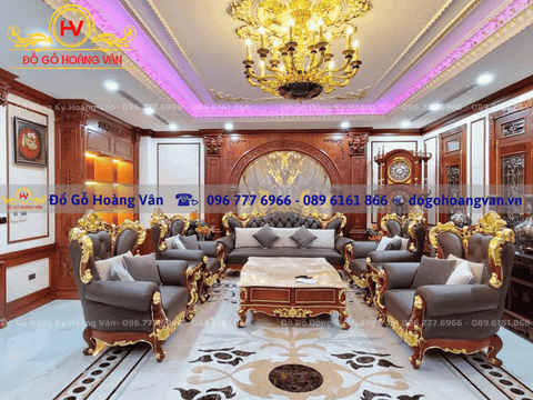 Bộ Ghế sofa tân cổ điển gỗ tự nhiên cao cấp  BG196