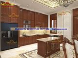 Tủ bếp tân cổ điển màu caramen TB27