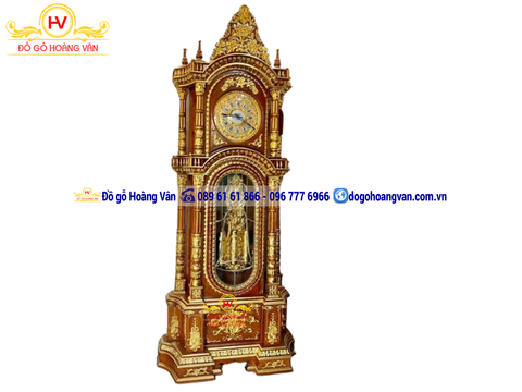 Đồng Hồ Cây Từ Trụ Đục Trạm Dát Vàng Cực Kỳ Hoành Tráng DH39