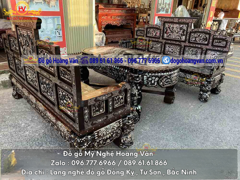 Bộ ghế trường kỷ, tràng kỷ Khảm ốc ĐẸP TK18
