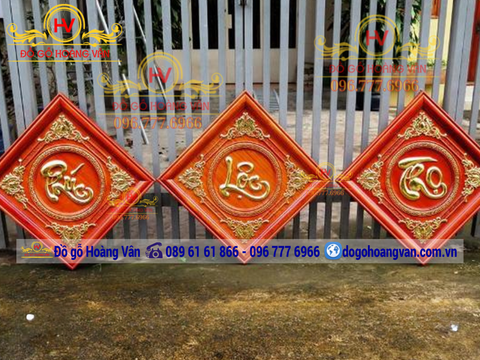 Tranh Gỗ Phúc-  Lộc - Thọ gỗ hương, gụ    T62