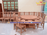 Mẫu bàn ghế ăn tròn 12 ghế đẹp - BA77