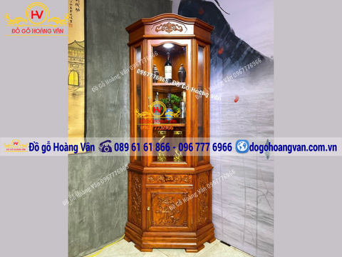 TỦ RƯỢU GÓC GỖ HƯƠNG ĐÁ   TG49