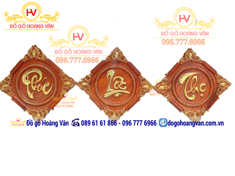 Tranh Gỗ Phúc-  Lộc - Thọ gỗ hương, gụ    T62