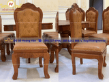 Bàn Ghế Ăn Tân Cổ Điển Gỗ Gõ Bọc Da- BA74