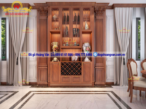 Tủ bày đồ , tủ rượu phòng khách gỗ tự nhiên- TR123
