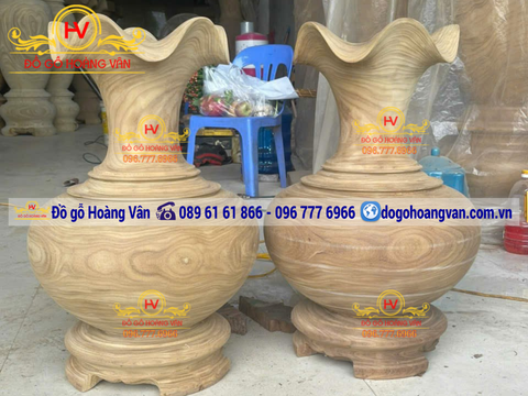 Đôi Lọ Lộc Bình Gỗ trang trí phòng khách đẹp LB06