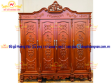 Tủ Áo 3 buồng 4 cánh đục trạm hoa hông cực kỳ tinh tế   TA142