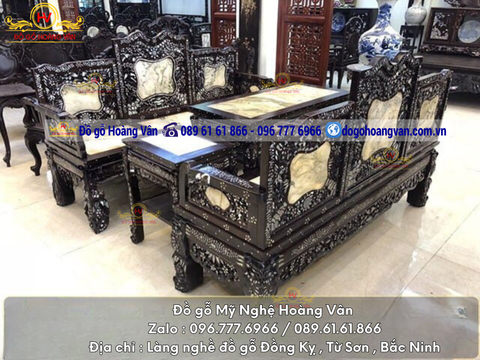 Bộ ghế trường kỷ, tràng kỷ Khảm ốc ĐẸP TK12