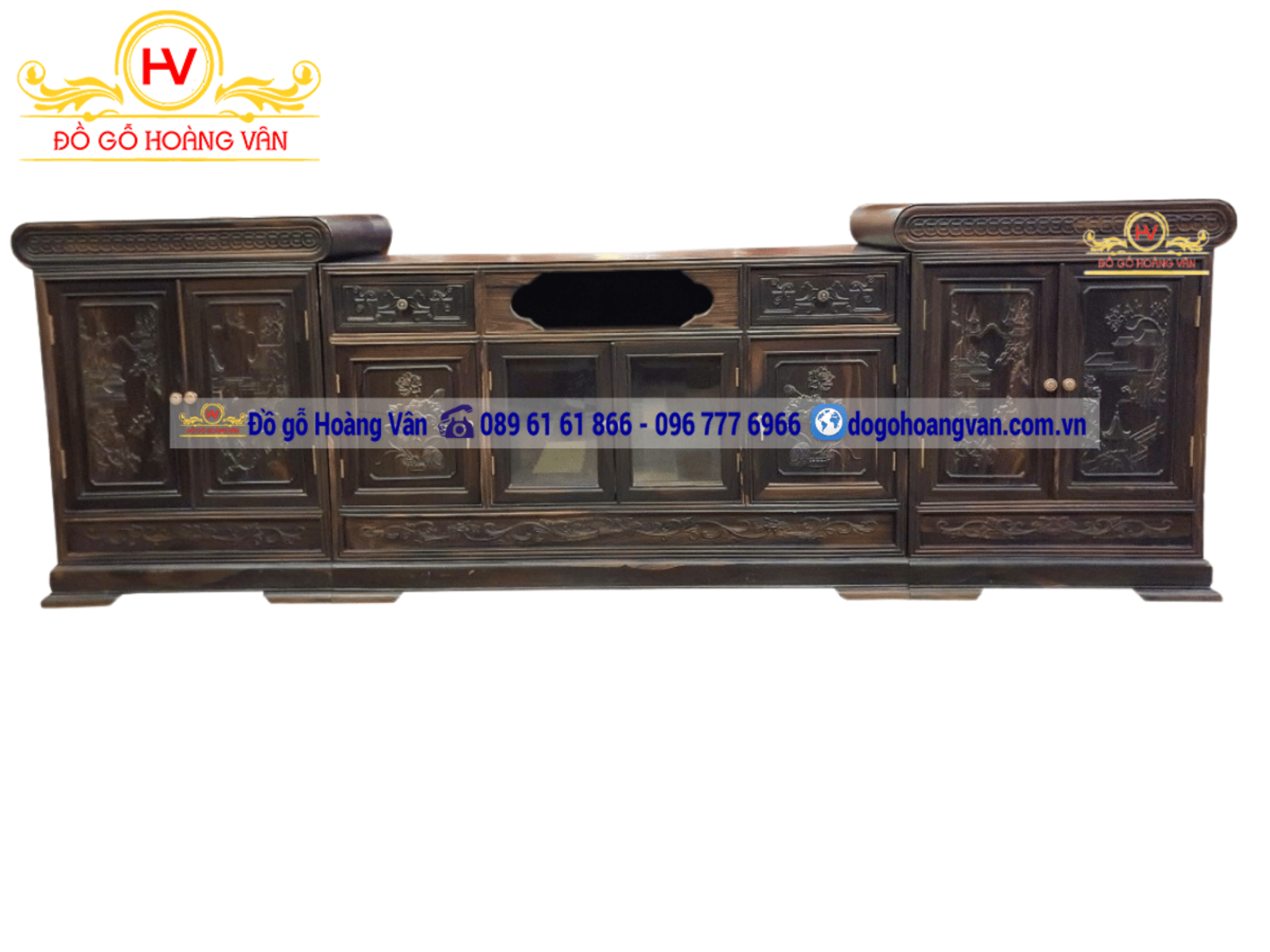 Mẫu kệ tivi 3 cục gỗ mun đẹp | Đồ Gỗ HOÀNG VÂN K90 – Đồ gỗ Hoàng Vân