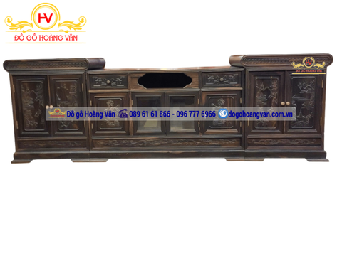 Mẫu kệ tivi gỗ mun 3 cục đẹp  | Đồ Gỗ HOÀNG VÂN K104