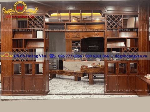 Vách Tủ Bày đồ ngăn phòng khách gỗ tự nhiên cao cấp  TR16