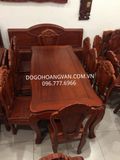 Bộ Bàn Ăn Gỗ Gụ Đẹp 8 Ghế Bàn Chữ Nhật BA21