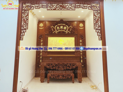 Xưởng sản xuất thi công phòng thờ gỗ tự nhiên  - PT84