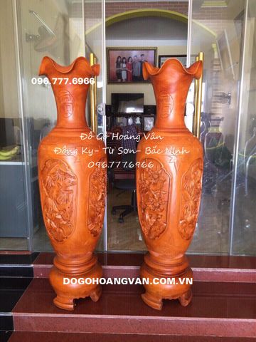 Đôi Lọ Lộc Bình Gỗ Đẹp, Lộc Bình Gỗ Hương Khủng Nguyên Khối LB01