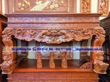Mẫu ban thờ gia tiên đẹp gỗ gụ chạm tứ linh chân nghê BT62