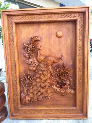 TRANH ĐỨNG PHU THÊ VIÊN MÃN GỖ HƯƠNG ĐỤC TAY T63