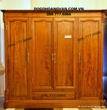 Tủ Đựng Quần Áo Gỗ Gụ Lõi 3 Buồng 4 Cánh TA62