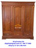 Tủ áo 3 buồng 3 cánh gỗ gụ đơn giản TA40